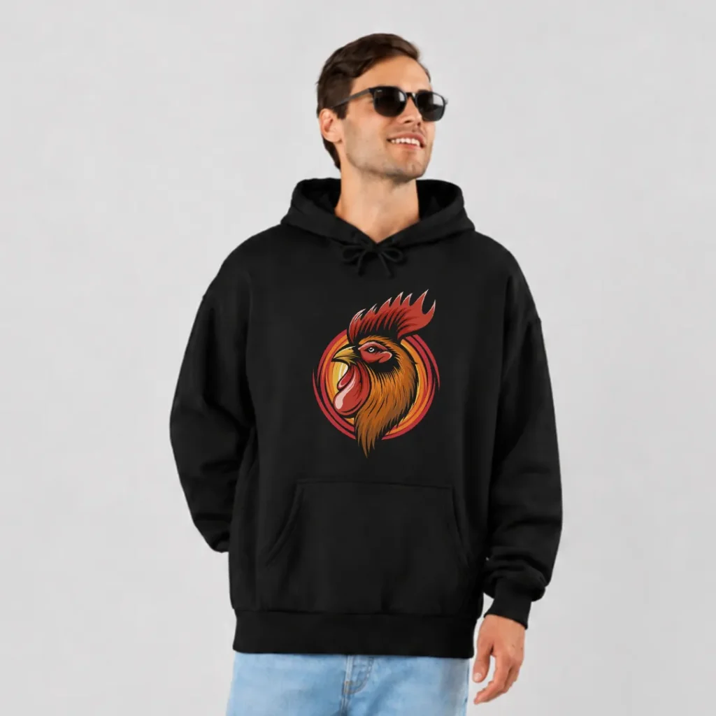 هودی خروس طرح گرافیکی قرمز کد 10610