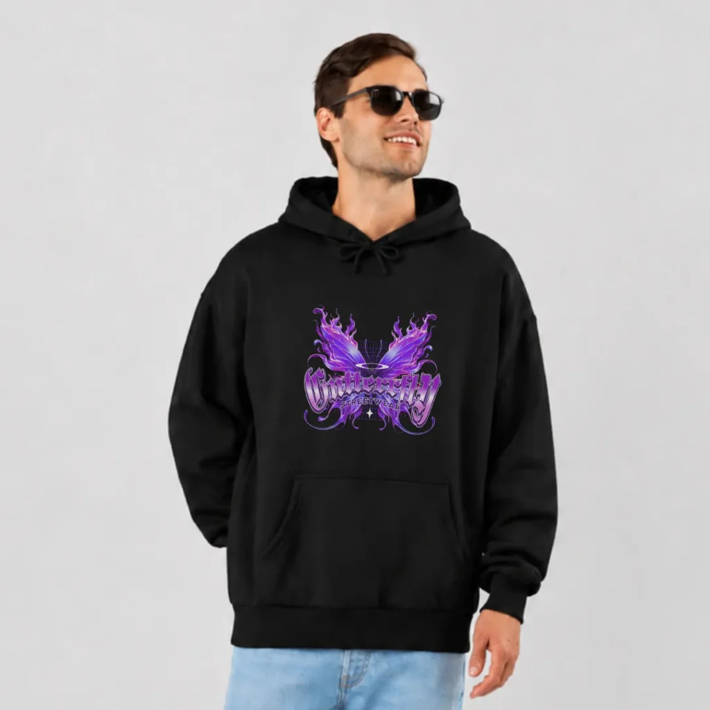 هودی پروانه بنفش طرح Streetwear کد 13830