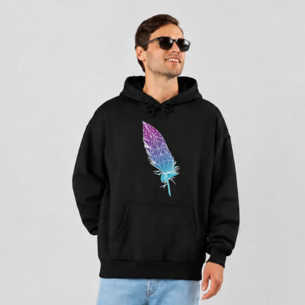 هودی پر طرح هندسی آبی (Geometric Feather) کد 20881