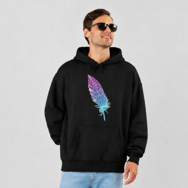 هودی پر طرح هندسی آبی (Geometric Feather) کد 20881