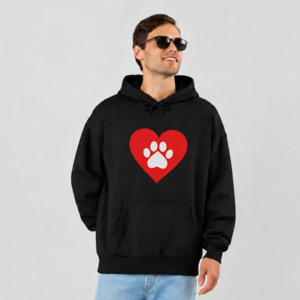 هودی قلب طرح رد پا قرمز (Paw Heart) کد 20943