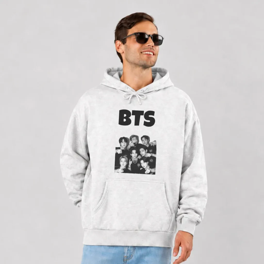هودی بی‌تی‌اس طرح گروهی سیاه‌وسفید (BTS) کد po1411