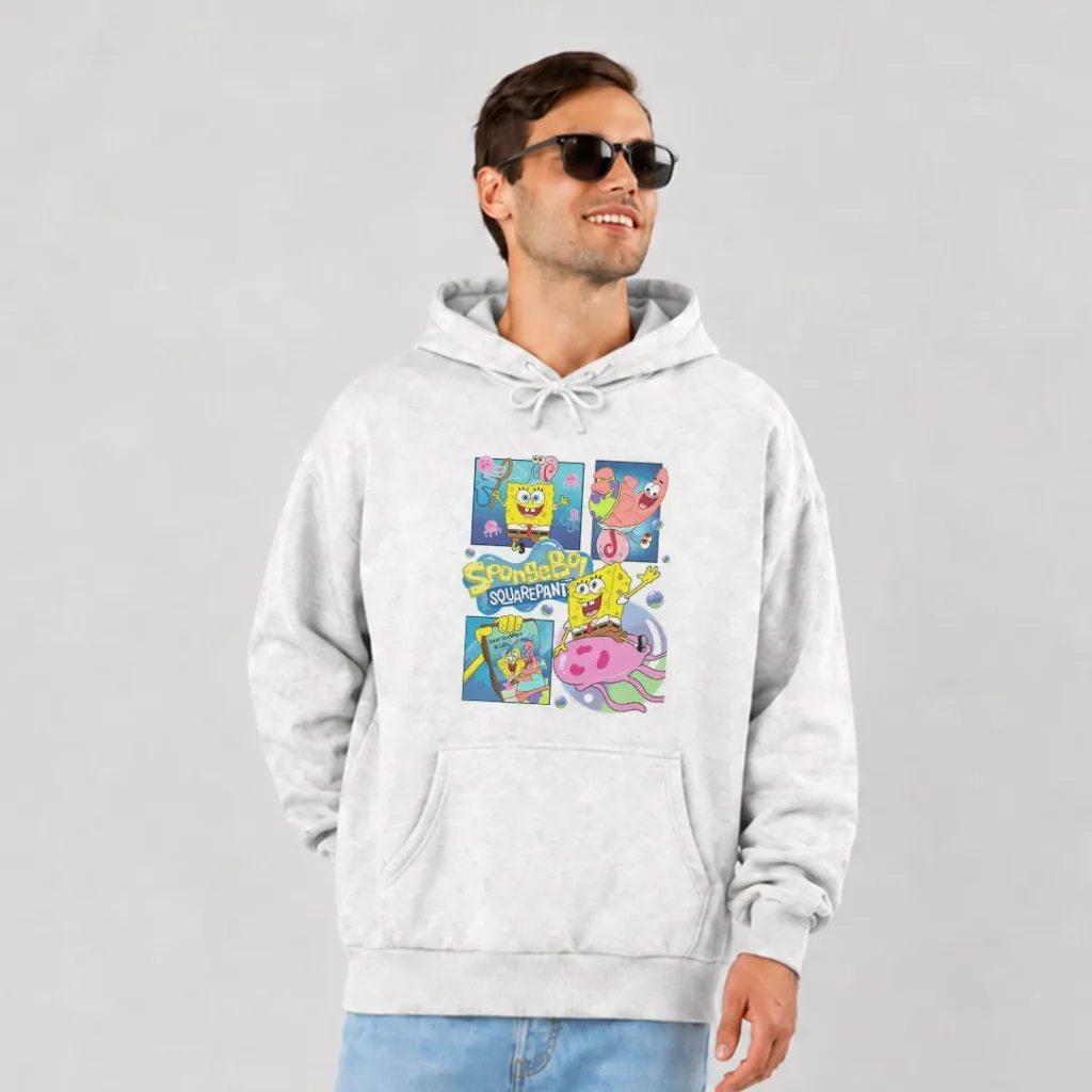 هودی باب اسفنجی طرح کلاژ کارتونی (SpongeBob) کد po6614