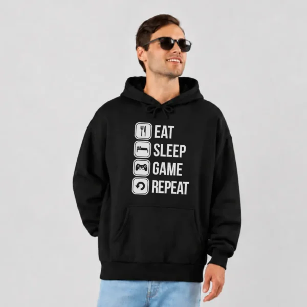 هودی گیمینگ طرح Eat Sleep Game Repeat کد po8105