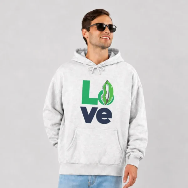 هودی عشق طرح تایپوگرافی Love با نماد برگ کد 23266