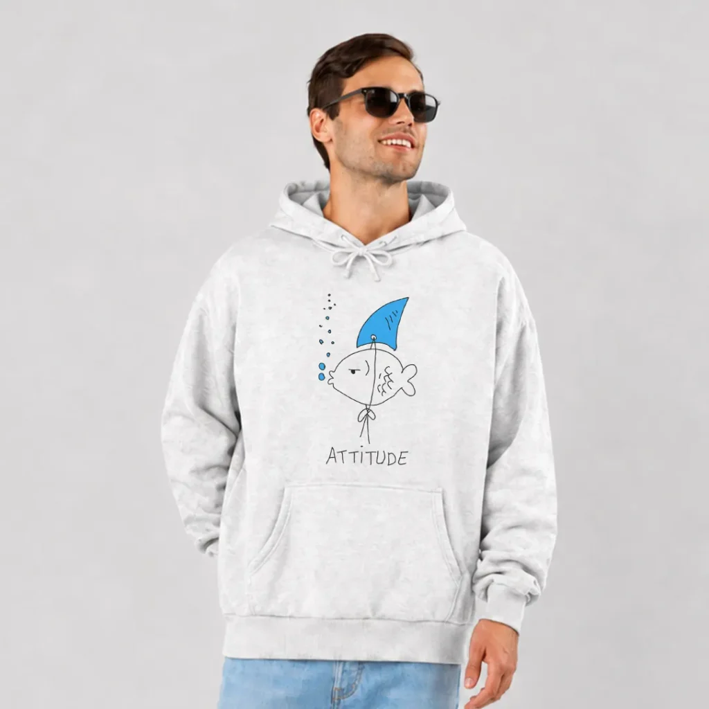 هودی ماهی طرح Attitude کارتونی کد 6679