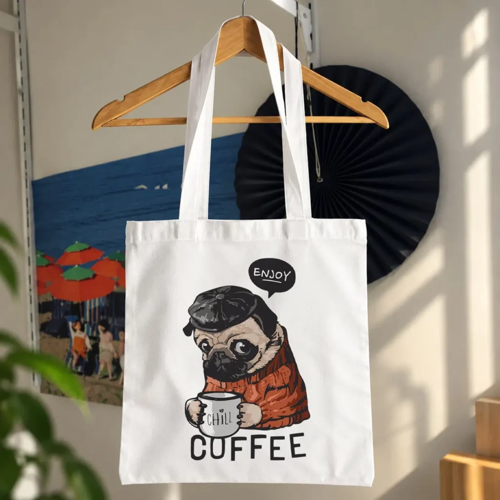 توت بگ سگ قهوه‌خور طرح Chill Coffee کد 10070