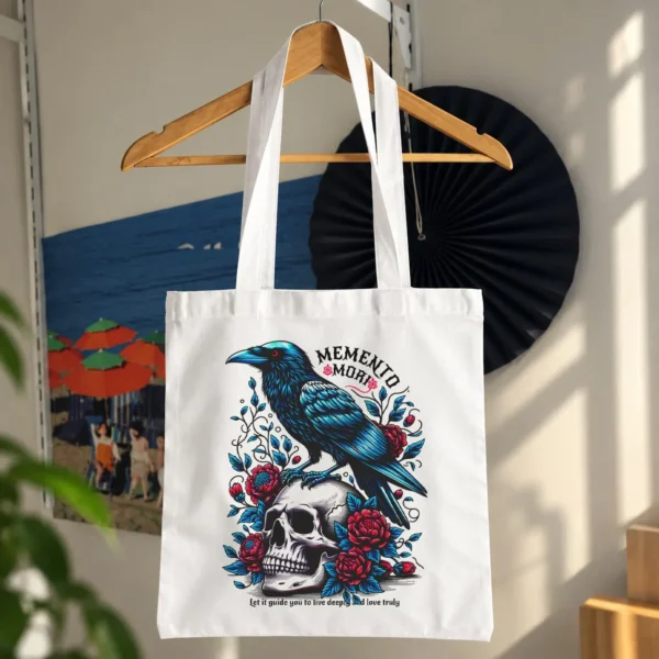 توت بگ جمجمه طرح کلاغ و رز Memento Mori کد 12405