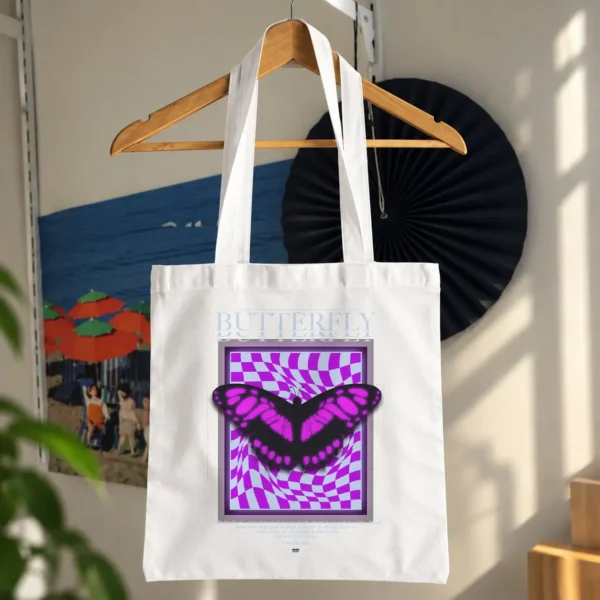 توت بگ نوشته Butterfly طرح چهارخانه کد 13877