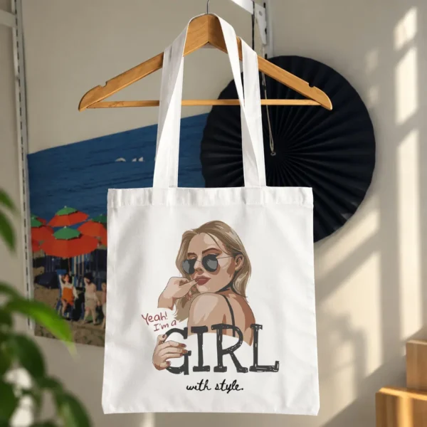توت بگ دخترانه طرح Yeah I'm A Girl With Style کد 19068