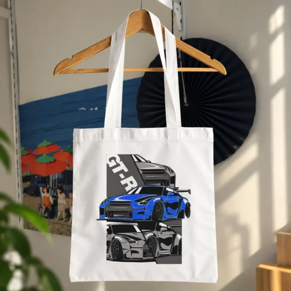 توت بگ نیسان GT-R آبی طرح نمای جلو و عقب