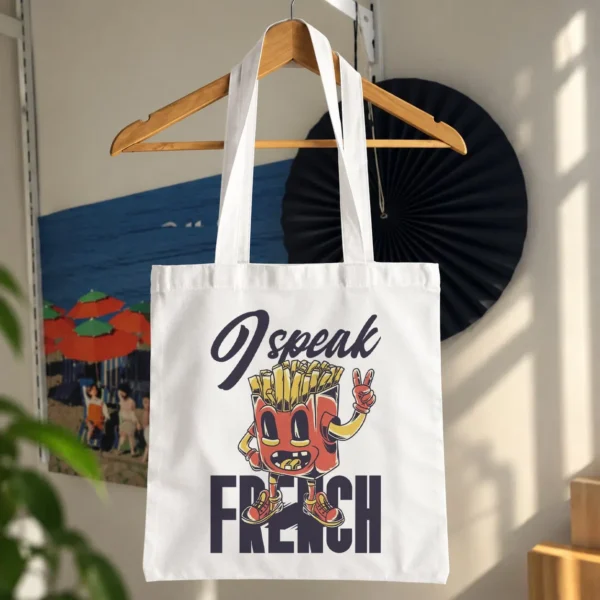توت بگ سیب‌زمینی کارتونی طرح I Speak French Fries