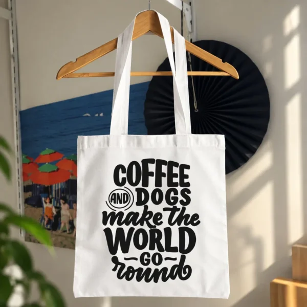 توت بگ قهوه و سگ طرح Coffee and Dogs Make the World Go Round کد 7543