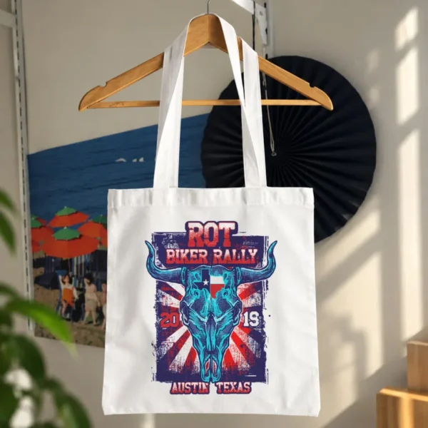 توت بگ جمجمه گاو طرح ROT Biker Rally Austin Texas کد 8702