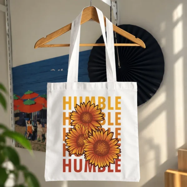 توت بگ انگیزشی طرح گل آفتابگردان و جمله Humble