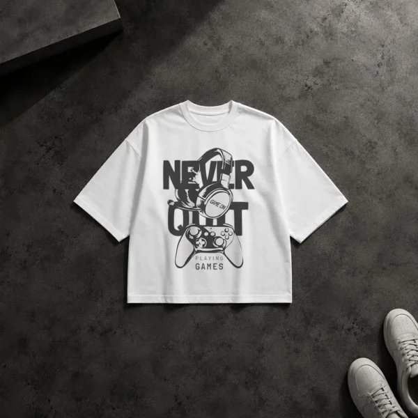 تیشرت باکسی گیمینگ طرح Never Quit Playing Games کد 10050