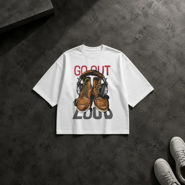 تیشرت باکسی کفش کوهنوردی طرح Go Out Loud کد 10097