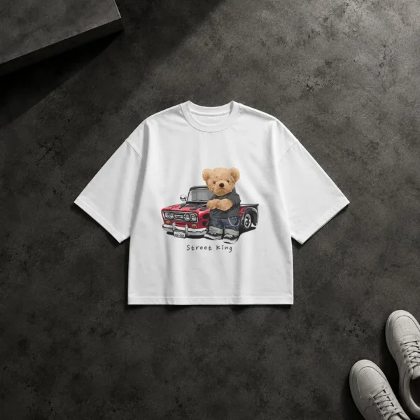 تیشرت باکسی خرس تدی راننده طرح Street King کد 10168
