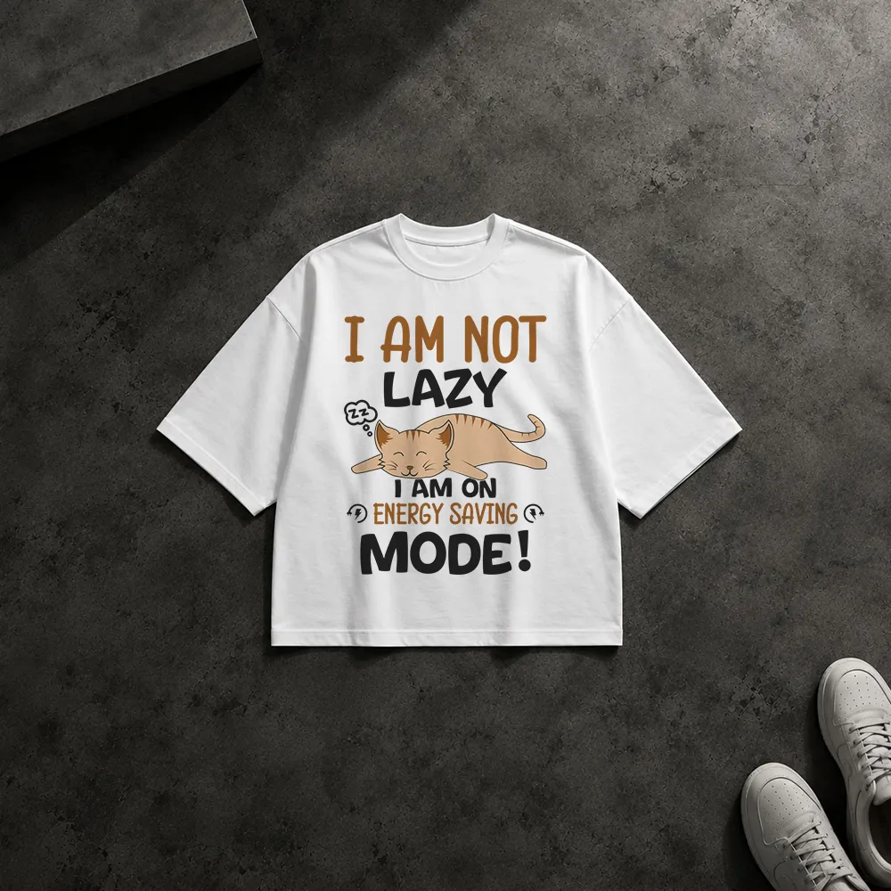 تیشرت باکسی گربه طرح I Am Not Lazy کد 10349