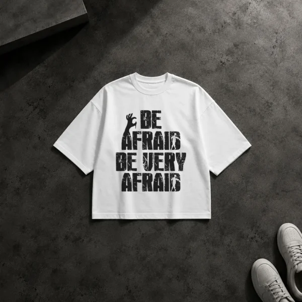 تیشرت باکسی هالووین طرح Be Afraid Be Very Afraid
