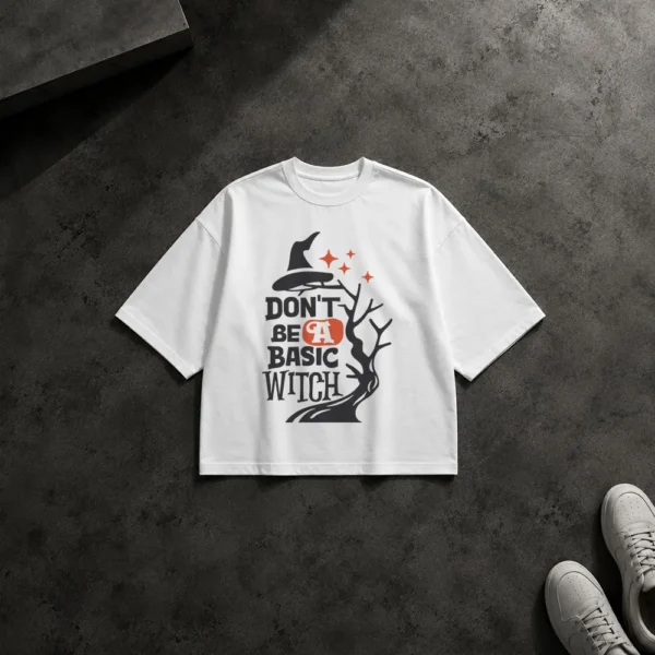 تیشرت باکسی هالووین طرح Don’t Be a Basic Witch کد 10981