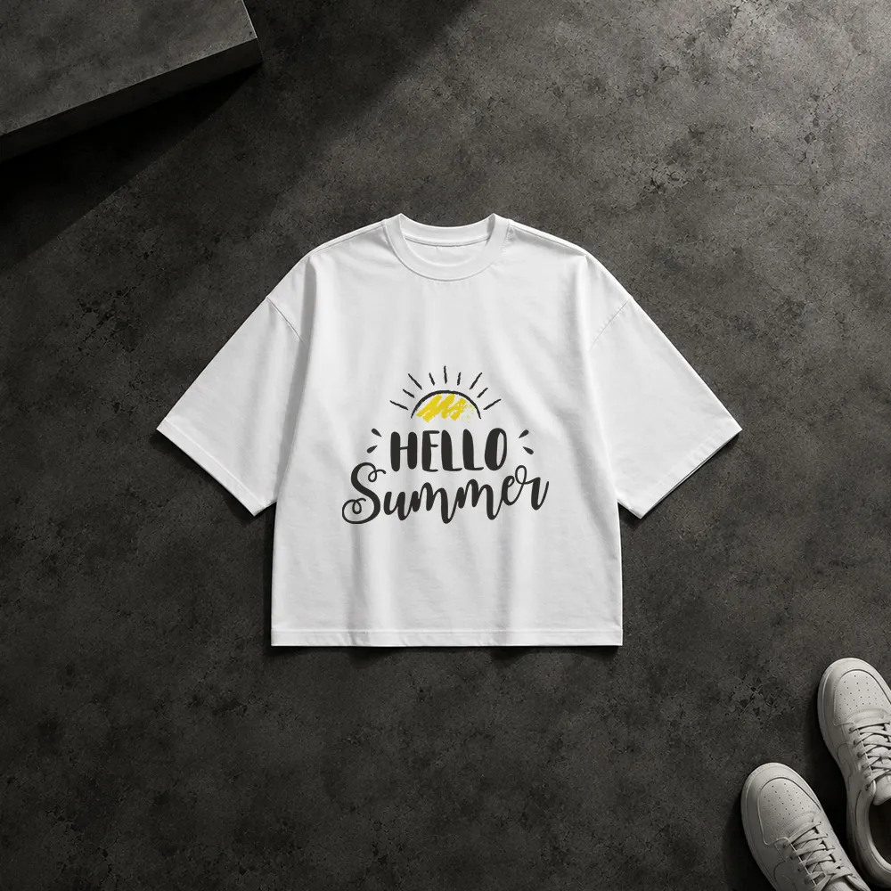 تیشرت باکسی نوشته Hello Summer کد 11138