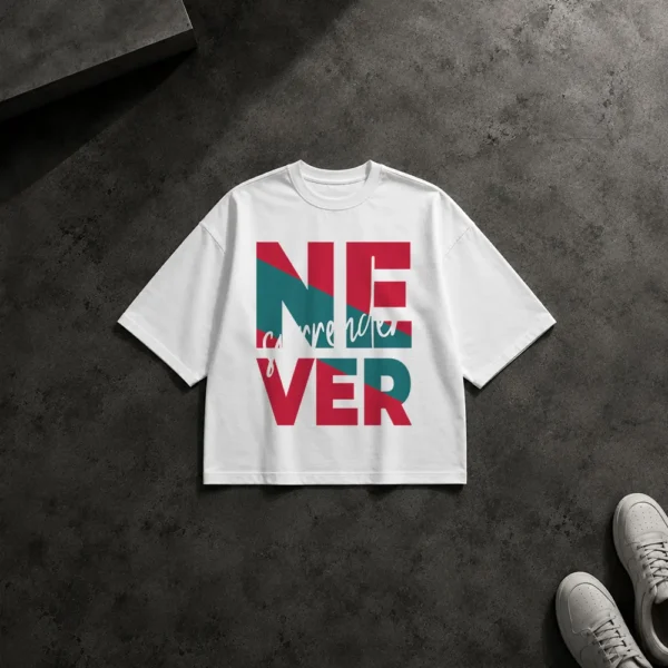 تیشرت باکسی تایپوگرافی Never Give Up کد 11181