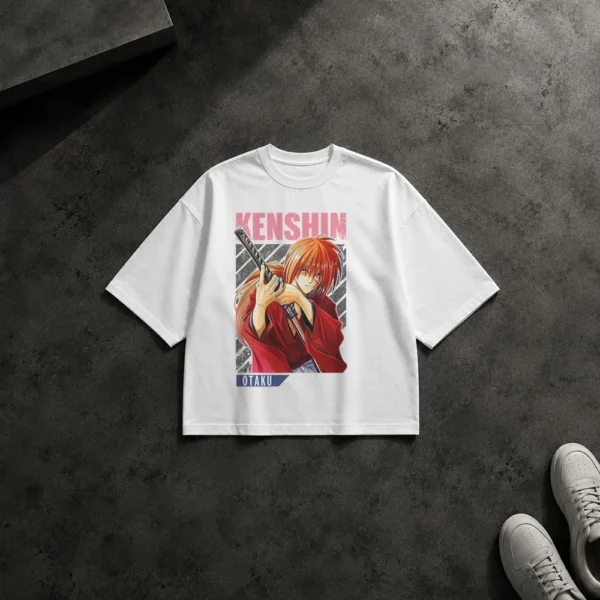 تیشرت باکسی انیمه روروونی کنشین طرح شمشیر‌به‌دست (Kenshin) کد 11328