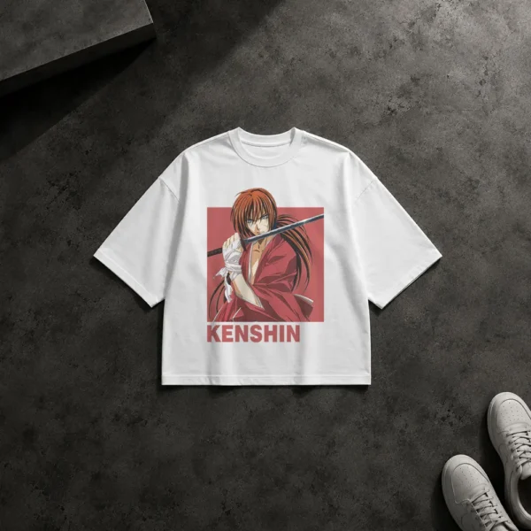تیشرت باکسی انیمه روروونی کنشین طرح نوشته Kenshin کد 11340