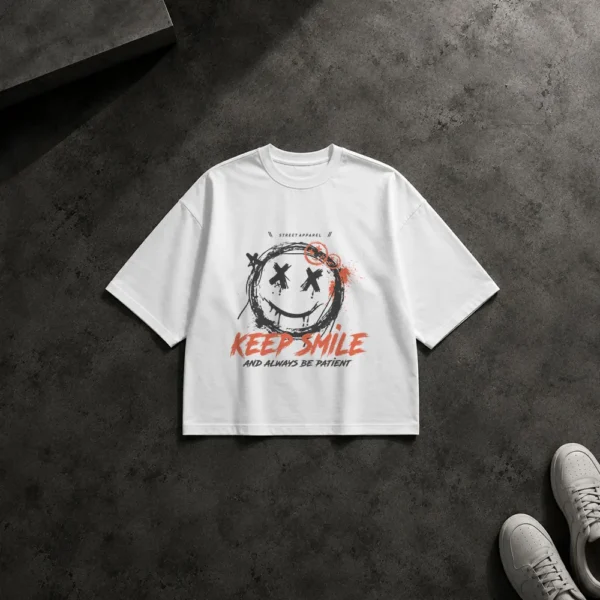 تیشرت باکسی استریت‌ویر طرح Keep Smile