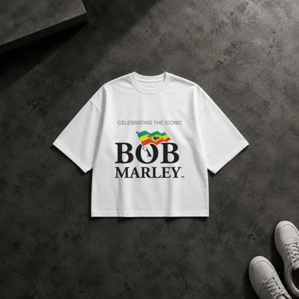 تیشرت باکسی باب مارلی طرح لوگوی رترو (Bob Marley) کد 1168