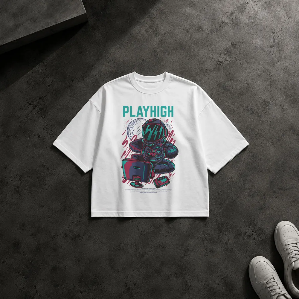 تیشرت باکسی گیمر طرح Play High کد 11763