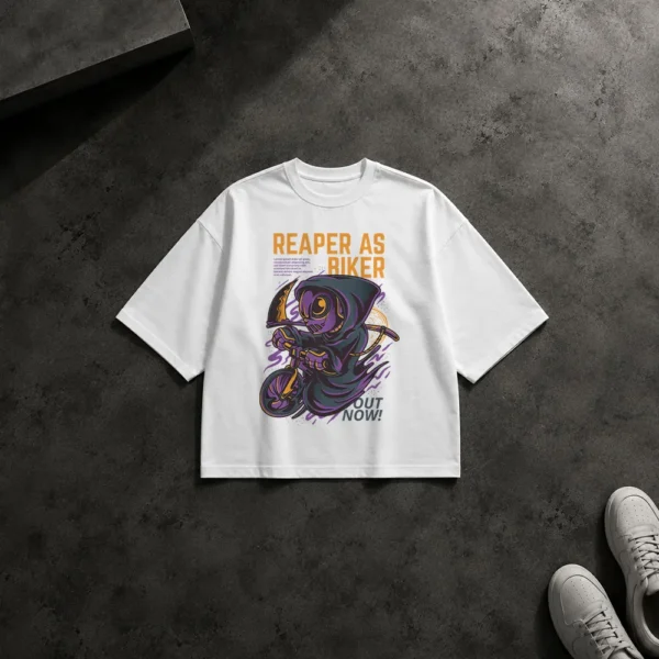 تیشرت باکسی موتورسوار طرح فرشته مرگ (Reaper Biker) کد 11766