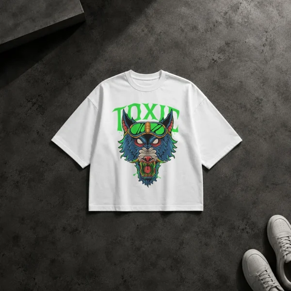 تیشرت باکسی گربه سامورایی طرح Toxic کد 11788