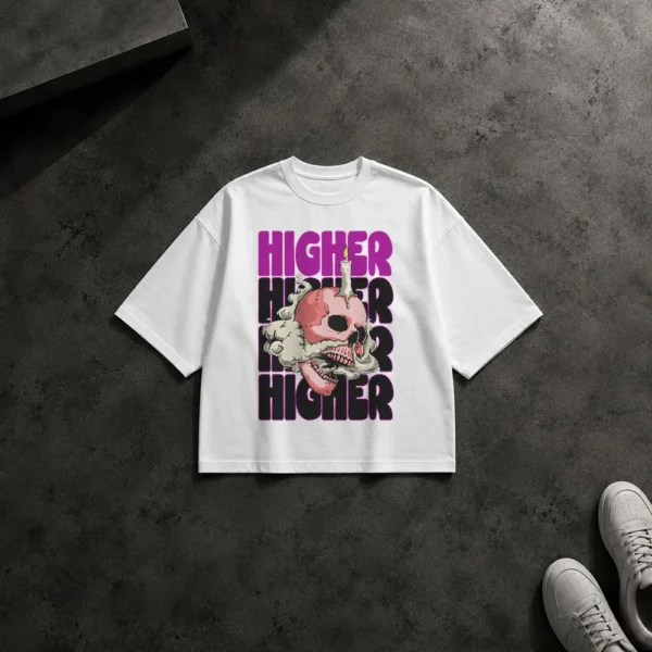 تیشرت باکسی جمجمه طرح Higher با سبک استریت‌ویر کد 12085