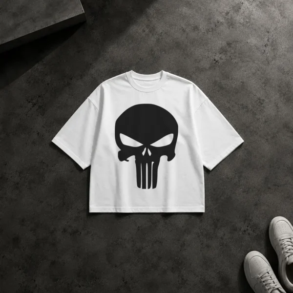 تیشرت باکسی جمجمه طرح لوگوی پانیشر (Punisher) کد 12097