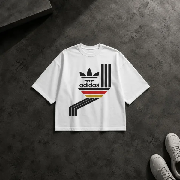تیشرت باکسی آدیداس طرح لوگوی هندسی رترو (Adidas) کد 12187