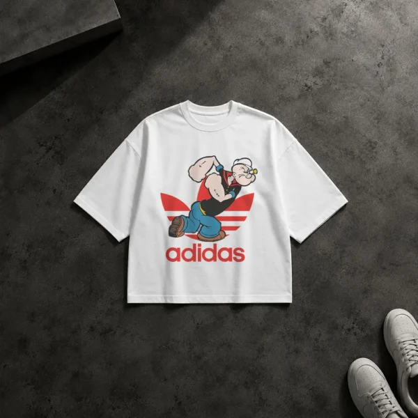 تیشرت باکسی ملوان زبل طرح آدیداس کارتونی (Popeye) کد 12205