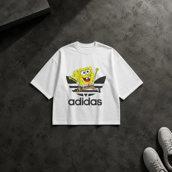 تیشرت باکسی باب اسفنجی طرح آدیداس کارتونی (SpongeBob) کد 12208