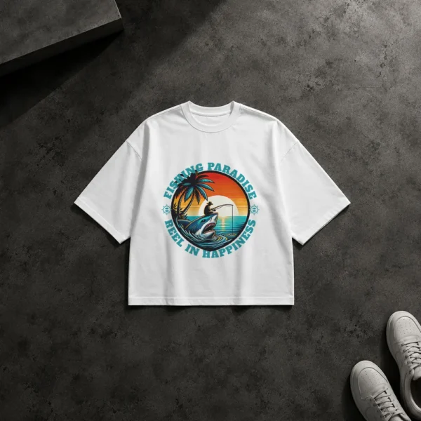 تیشرت باکسی ماهیگیری طرح بهشت ماهیگیری Fishing Paradise کد 12427