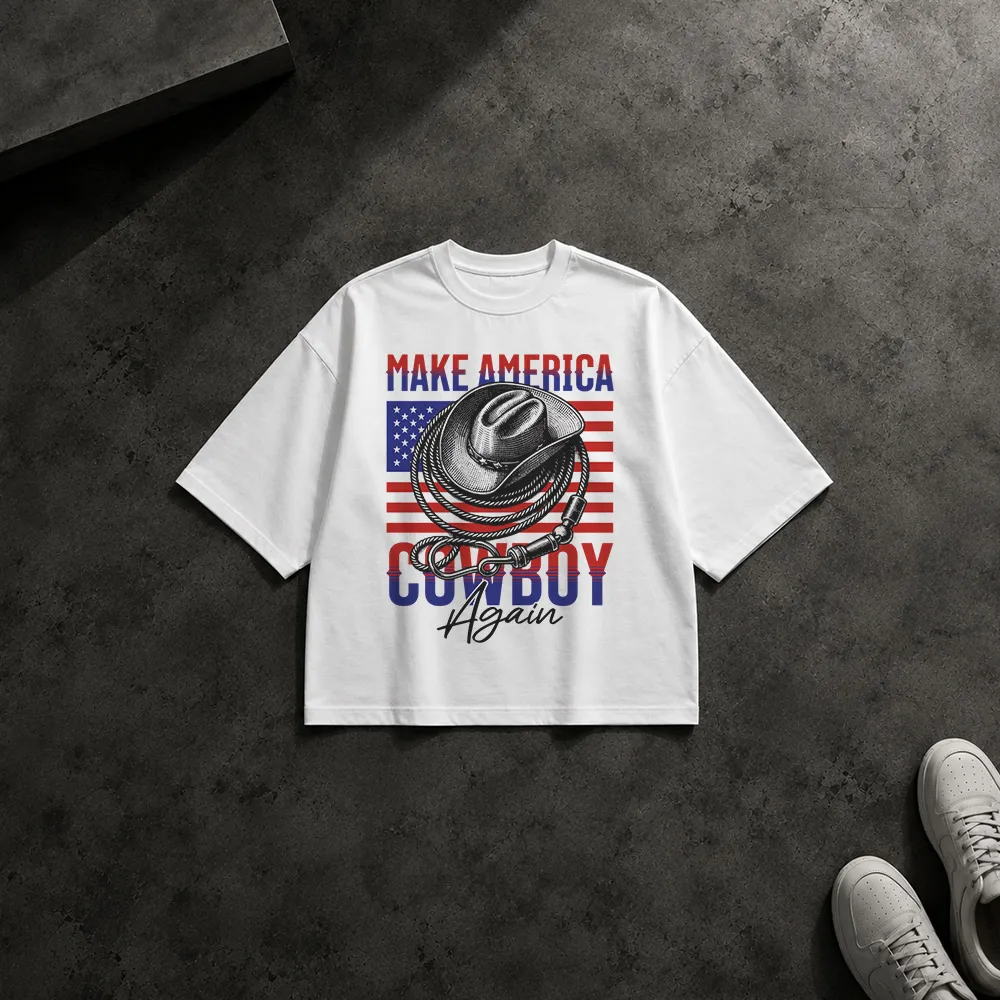 تیشرت باکسی کابوی طرح Make America Cowboy Again کد 12861