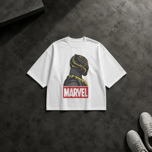 تیشرت باکسی مارول طرح بلک پنتر مینیمال (Black Panther) کد 13055