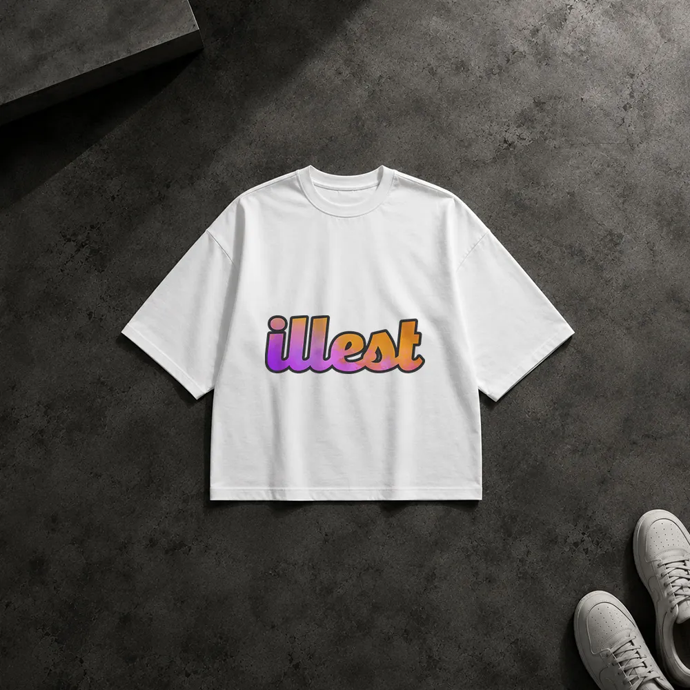 تیشرت باکسی تایپوگرافی رنگی Illest کد 13102