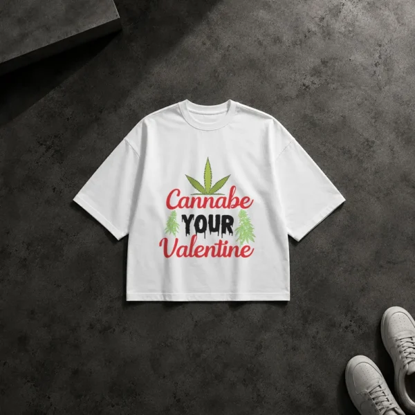 تیشرت باکسی طرح شاهدانه ولنتاین Cannabe Your Valentine کد 14044