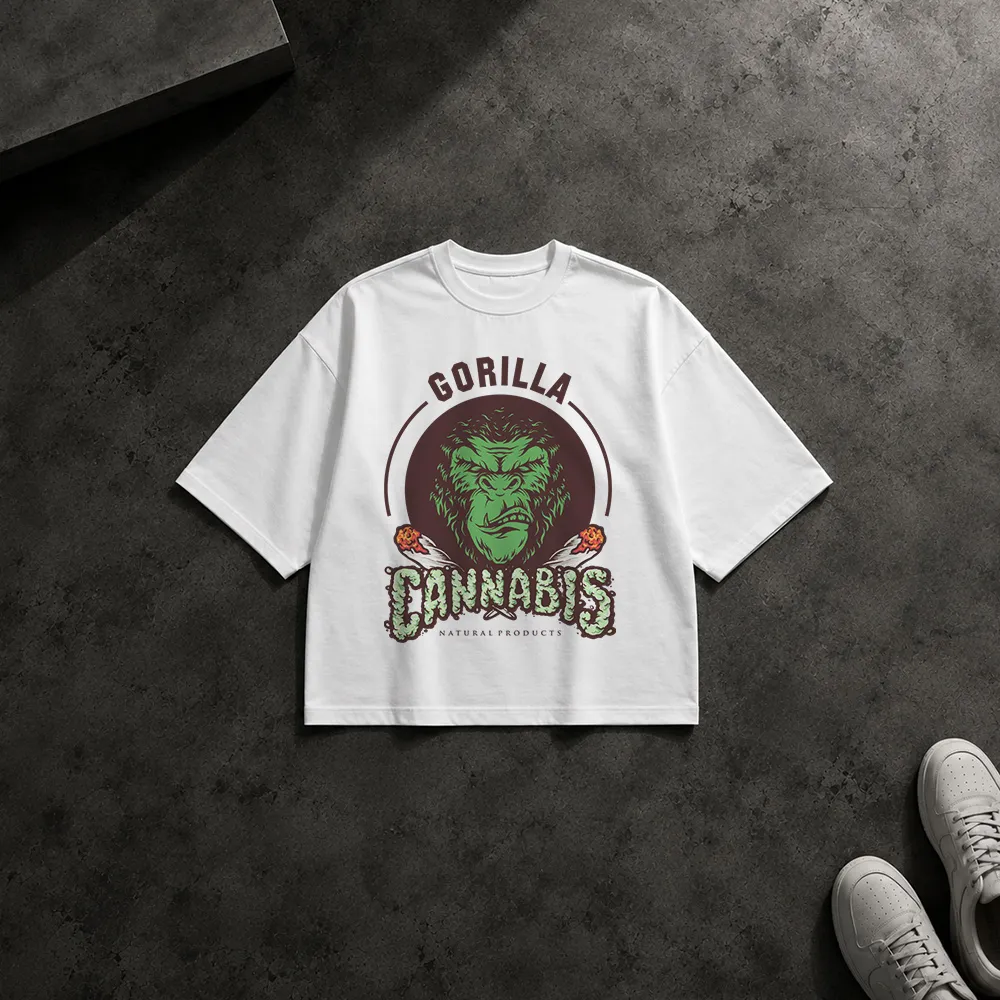 تیشرت باکسی طرح گوریل Gorilla Cannabis کد 14096