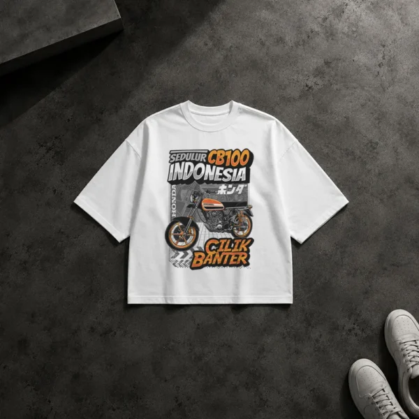 تیشرت باکسی موتور هوندا طرح CB100 اندونزی کد 14245