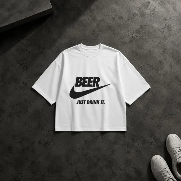 تیشرت باکسی طرح لوگوی طنز Beer Just Drink It کد 14566