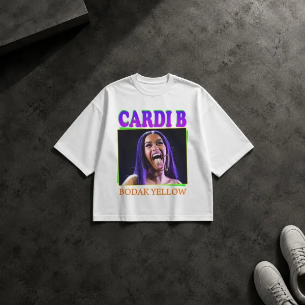 تیشرت باکسی طرح پوستر Cardi B Bodak Yellow کد 14582
