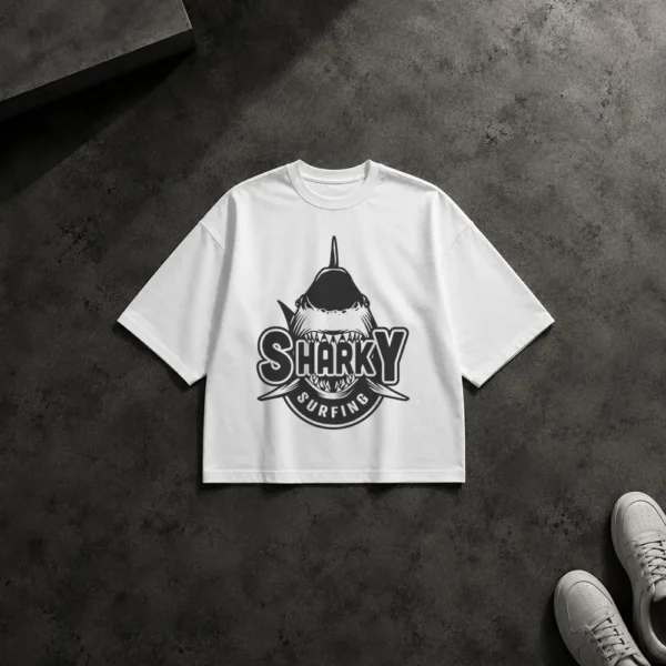 تیشرت باکسی طرح کوسه Sharky Surfing کد 14919