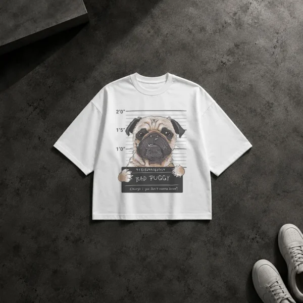 تیشرت باکسی سگ طرح بازداشت (Bad Puggy) کد 14965